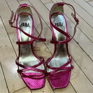 Paige Vera Genuine Snakeskin Heels in Pink Sandals // Size 7